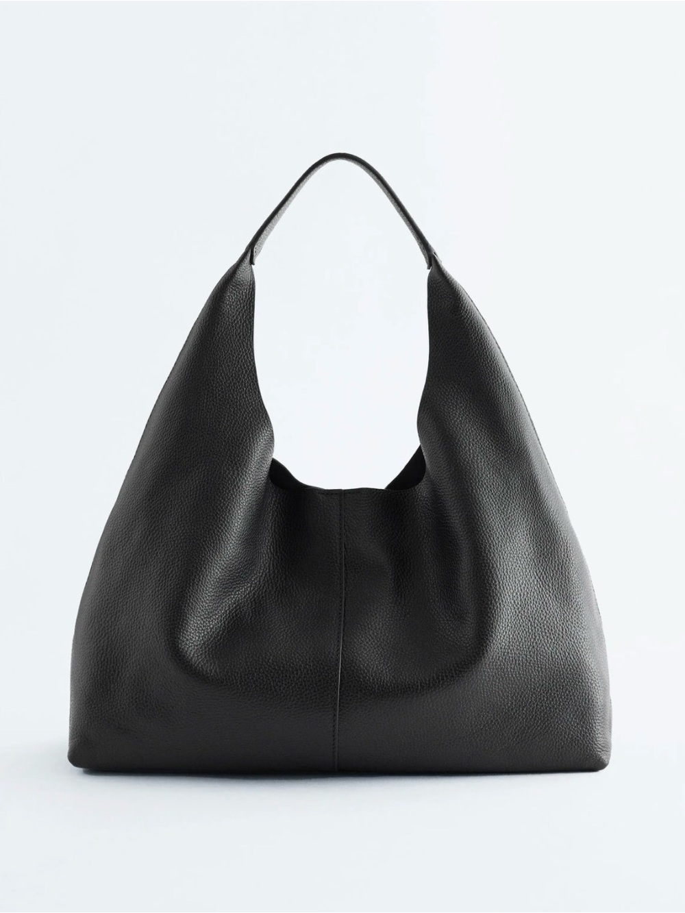 Classic Black Leather Hobo Shoulder Bag